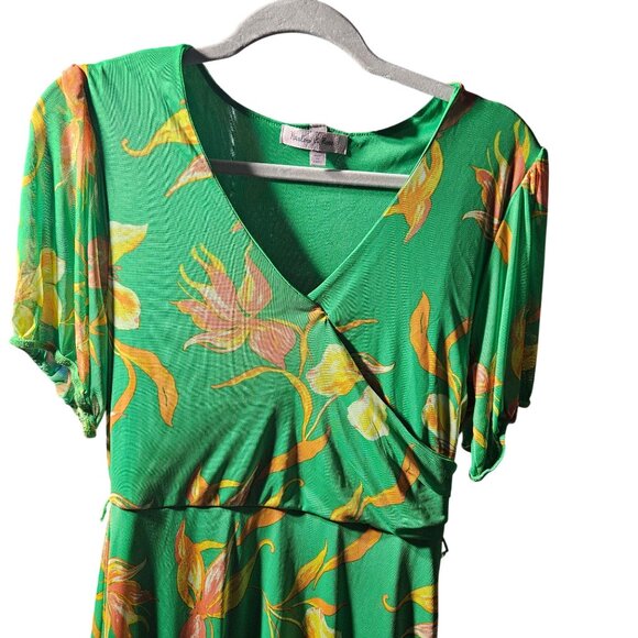 Harlow & Rose Green Floral Wrap Maxi Dress L - Picture 4 of 4